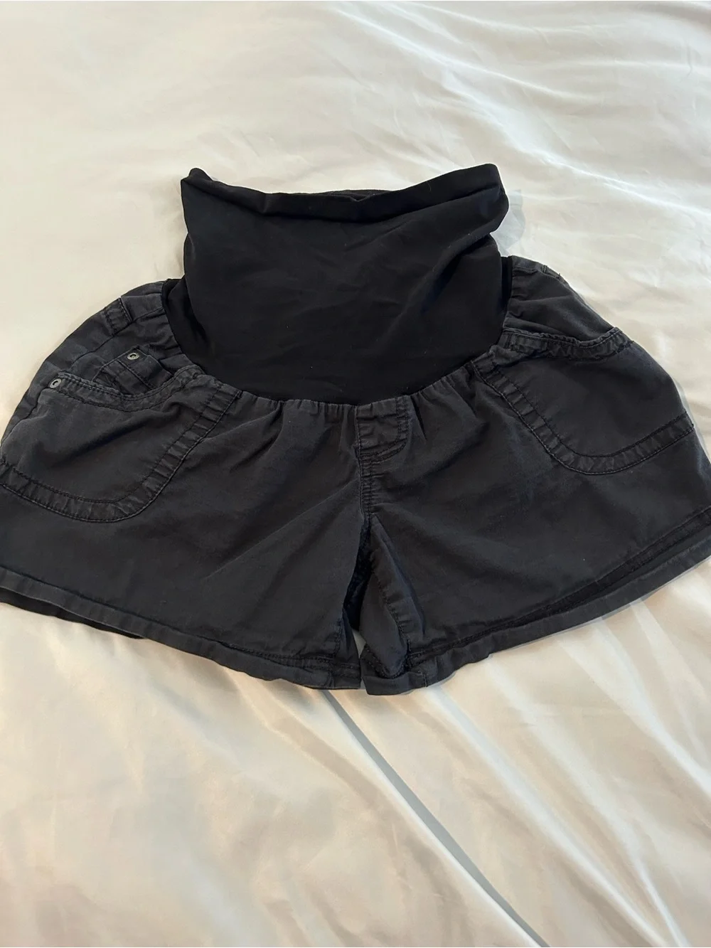 Motherhood Maternity Black Roll Panel Shorts Womens Medium Casual